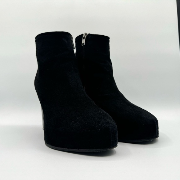 ANN DEMEULEMEESTER BLACK LEATHER BOOTS ANKLE BLACK WEDGE BOOT PLATFORM BOOT 38.5 - Picture 17 of 17